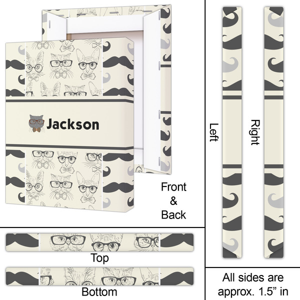 Hipster Cats & Mustache 16x20 - Canvas Print - Approval