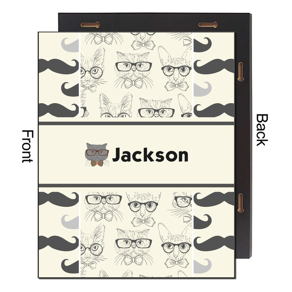 Hipster Cats & Mustache 16x20 Wood Print - Front & Back View