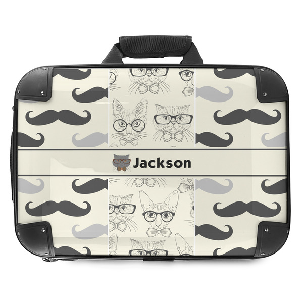 Custom Hipster Cats & Mustache Hard Shell Briefcase - 18" (Personalized)