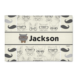 Hipster Cats & Mustache 2' x 3' Indoor Area Rug (Personalized)