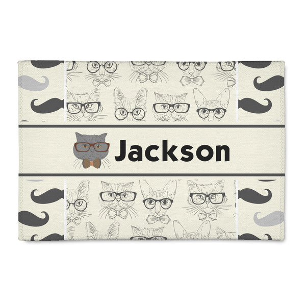 Custom Hipster Cats & Mustache 2' x 3' Indoor Area Rug (Personalized)