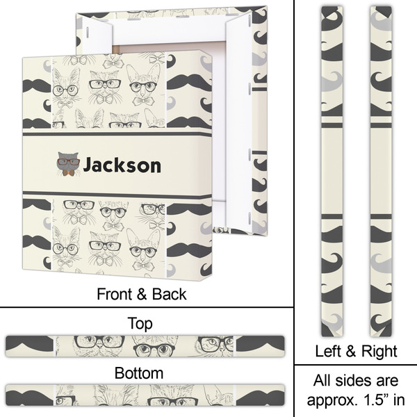 Hipster Cats & Mustache 20x24 - Canvas Print - Approval