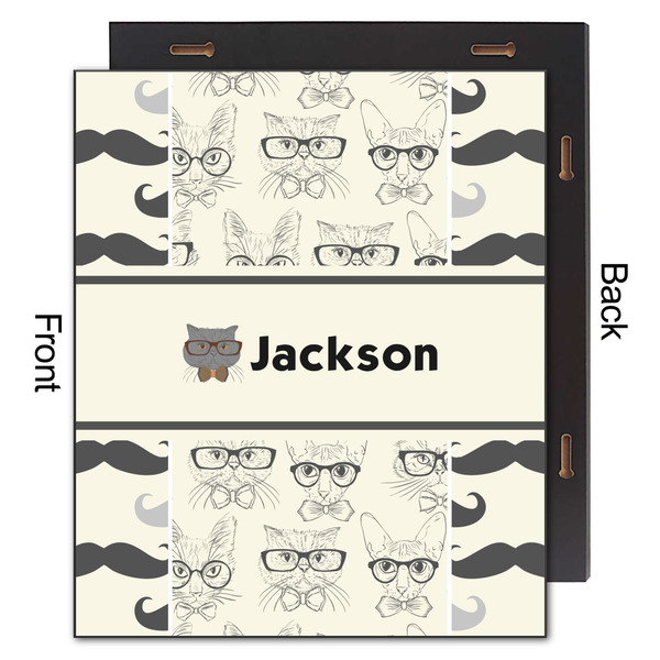 Hipster Cats & Mustache 20x24 Wood Print - Front & Back View