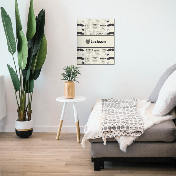 Hipster Cats & Mustache 20x24 Wood Print - In Context