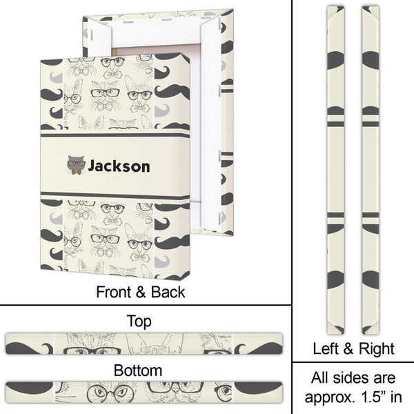 Hipster Cats & Mustache 20x30 - Canvas Print - Approval