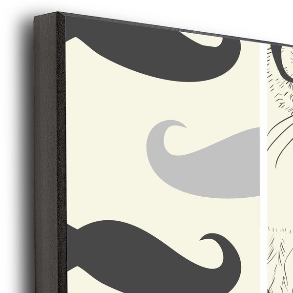 Hipster Cats & Mustache 20x30 Wood Print - Closeup