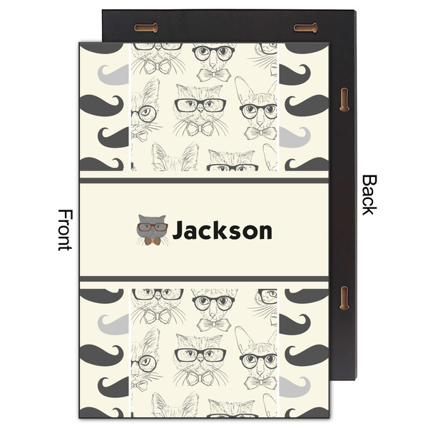 Hipster Cats & Mustache 20x30 Wood Print - Front & Back View