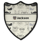 Hipster Cats & Mustache Iron On Shield Patch B w/ Name or Text