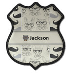 Hipster Cats & Mustache Iron On Shield Patch C w/ Name or Text