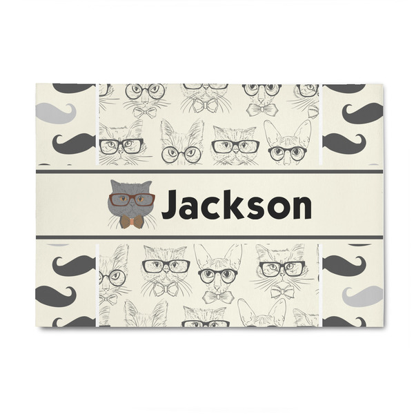 Custom Hipster Cats & Mustache 4' x 6' Indoor Area Rug (Personalized)