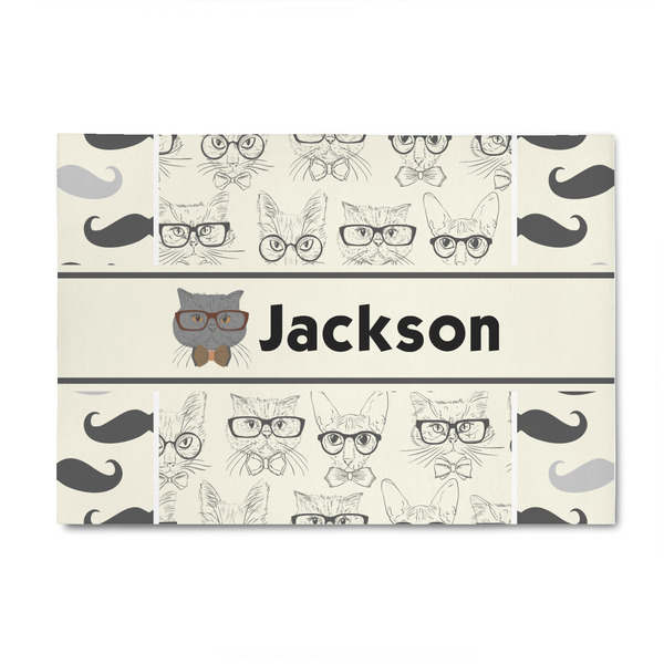 Custom Hipster Cats & Mustache 4' x 6' Patio Rug (Personalized)