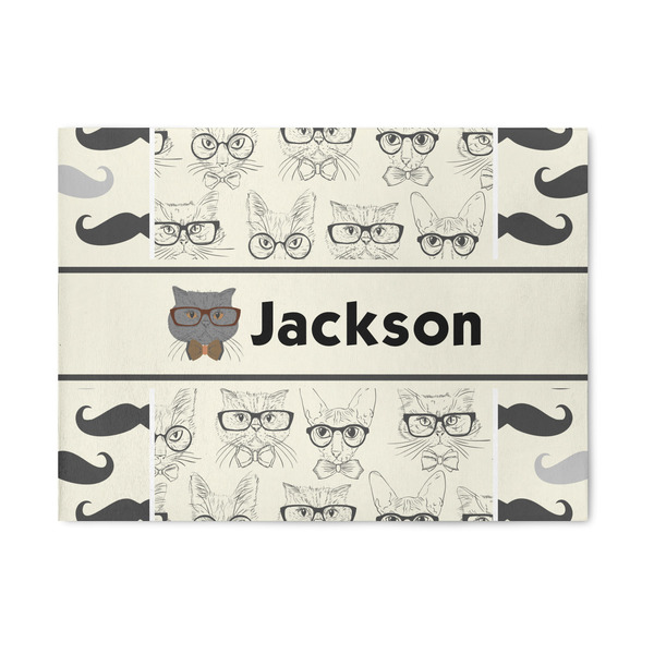 Custom Hipster Cats & Mustache 5' x 7' Patio Rug (Personalized)