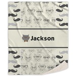 Hipster Cats & Mustache Sherpa Throw Blanket (Personalized)