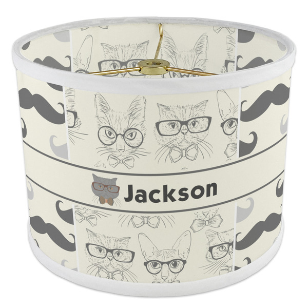 Hipster Cats & Mustache 8" Drum Lampshade - ANGLE Poly-Film