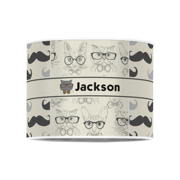 Hipster Cats & Mustache 8" Drum Lampshade - FRONT (Poly Film)