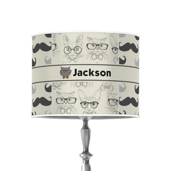 Custom Hipster Cats & Mustache 8" Drum Lamp Shade - Poly-film (Personalized)