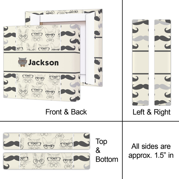 Hipster Cats & Mustache 8x8 - Canvas Print - Approval