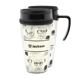Hipster Cats & Mustache Acrylic Travel Mug (Personalized)