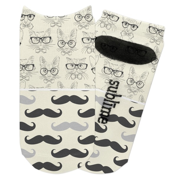 Custom Hipster Cats & Mustache Adult Ankle Socks