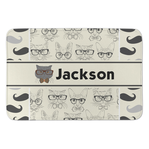 Custom Hipster Cats & Mustache Anti-Fatigue Kitchen Mat (Personalized)
