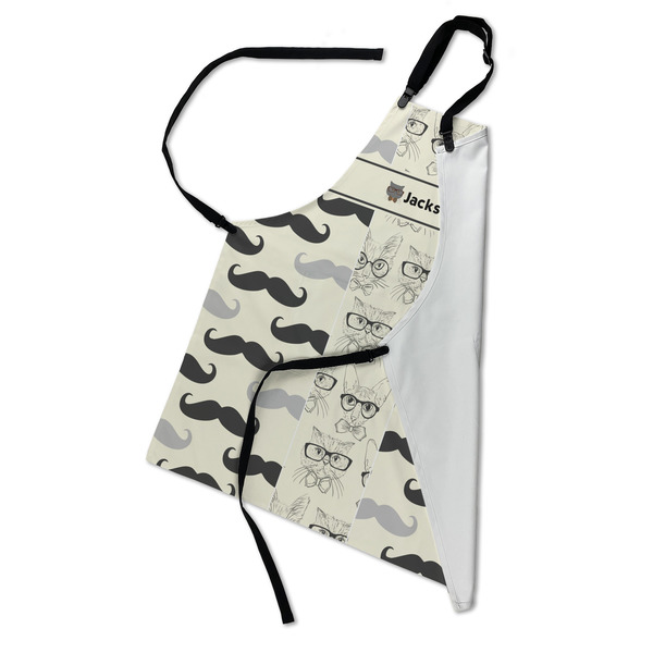 Hipster Cats & Mustache Apron - Folded