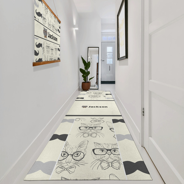 Hipster Cats & Mustache Area Rug Sizes - In Context (vertical)