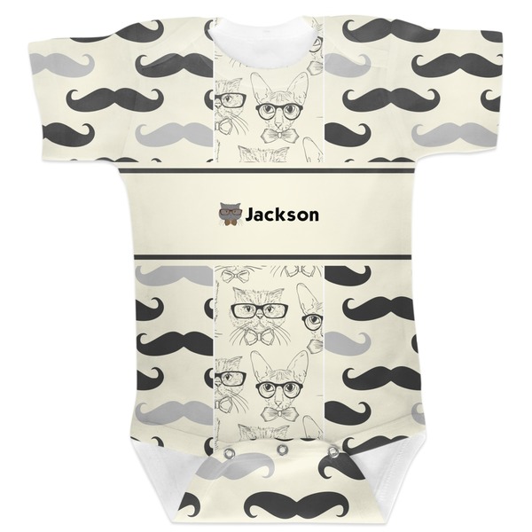 Custom Hipster Cats & Mustache Baby Bodysuit (Personalized)