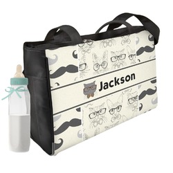 Hipster Cats & Mustache Diaper Bag w/ Name or Text