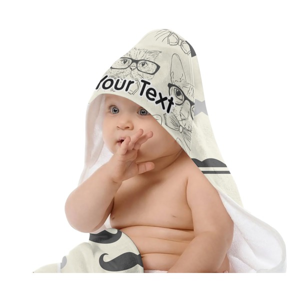 Hipster Cats & Mustache Baby Hooded Towel on Child