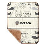 Hipster Cats & Mustache Sherpa Baby Blanket - 30" x 40" w/ Name or Text