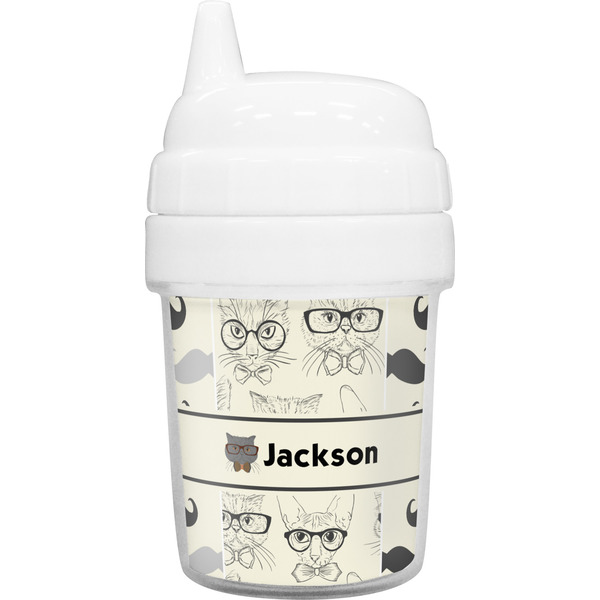 Custom Hipster Cats & Mustache Baby Sippy Cup (Personalized)
