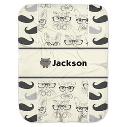 Hipster Cats & Mustache Baby Swaddling Blanket (Personalized)