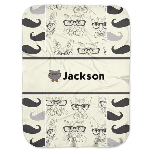 Custom Hipster Cats & Mustache Baby Swaddling Blanket (Personalized)