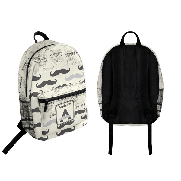 Hipster Cats & Mustache Backpack front and back - Apvl