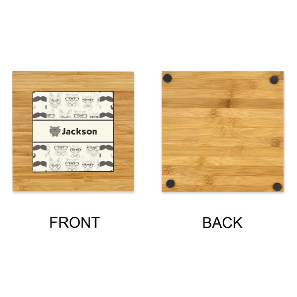 Hipster Cats & Mustache Bamboo Trivet with 6" Tile - APPROVAL