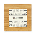 Hipster Cats & Mustache Bamboo Trivet with Ceramic Tile Insert (Personalized)