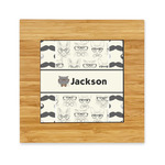 Hipster Cats & Mustache Bamboo Trivet with Ceramic Tile Insert (Personalized)