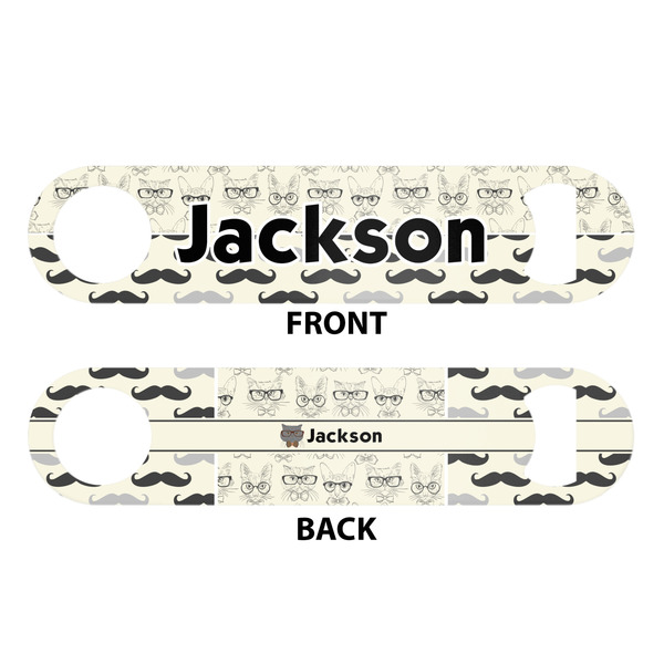 Hipster Cats & Mustache Bar Bottle Opener - White - Approval