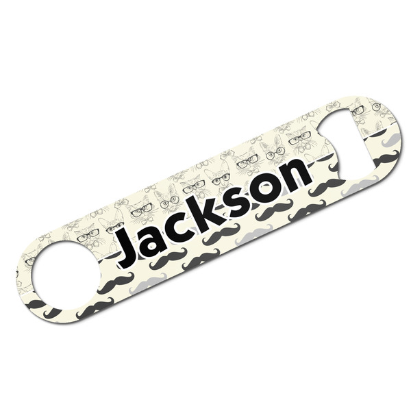 Custom Hipster Cats & Mustache Bar Bottle Opener w/ Name or Text