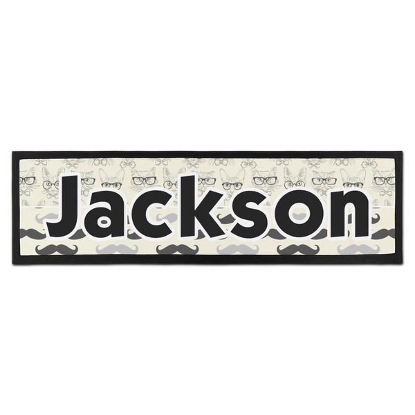 Custom Hipster Cats & Mustache Bar Mat - Large (Personalized)