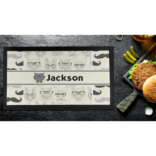 Hipster Cats & Mustache Bar Mat - Small - LIFESTYLE