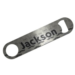 Hipster Cats & Mustache Bar Bottle Opener - Silver w/ Name or Text