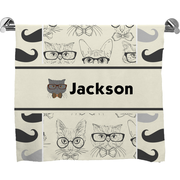 Custom Hipster Cats & Mustache Bath Towel (Personalized)