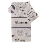 Hipster Cats & Mustache Bath Towel Set - 3 Pcs (Personalized)