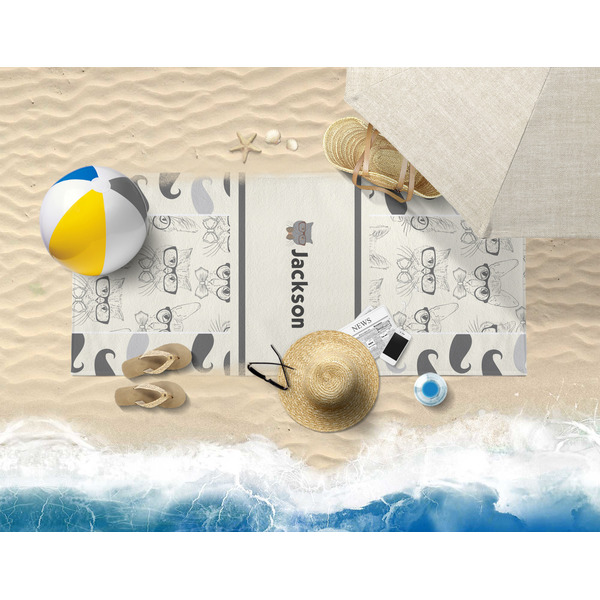 Hipster Cats & Mustache Beach Towel Lifestyle