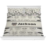 Hipster Cats & Mustache Comforter Set - King (Personalized)