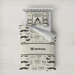 Hipster Cats & Mustache Duvet Cover Set - Twin XL (Personalized)
