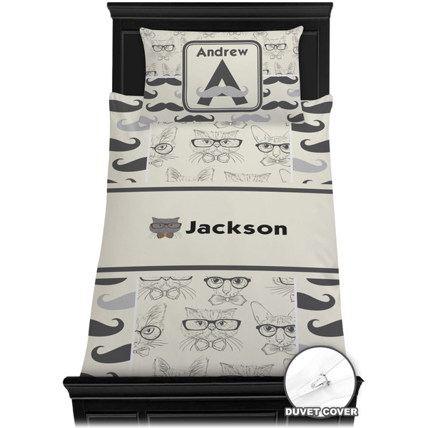Hipster Cats & Mustache Bedding Set (TwinXL) - Duvet