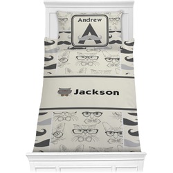 Hipster Cats & Mustache Comforter Set - Twin XL (Personalized)