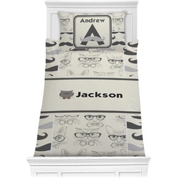 Hipster Cats & Mustache Comforter Set - Twin (Personalized)